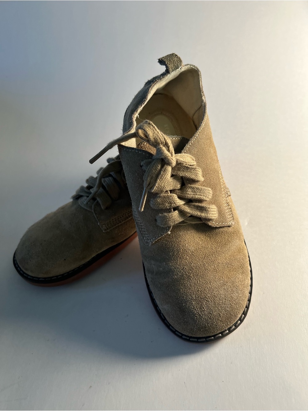 Kenneth Cole Sam Andy Beige Suede Oxford Lace-Up Dress Shoes Kids US 4